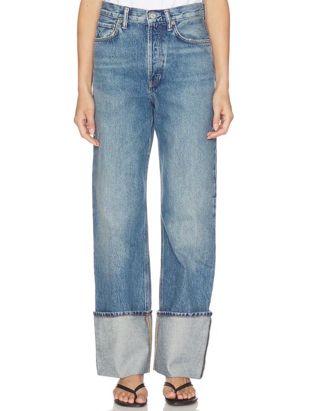 AGOLDE Light Blue Boyfriend Cuffed Jeans